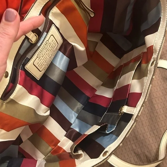 Coach Signature Canvas Tote Bag - Brown and White - Picture 6 of 12